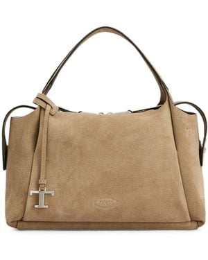 Tod's Suede Leather Medium Shoulder Bag - Metallic