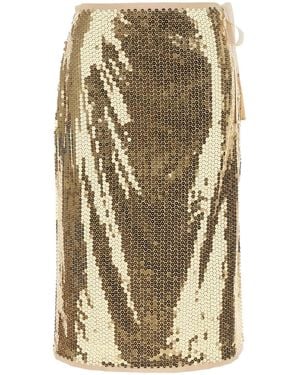 Prada Embellished Mesh Skirt - Natural
