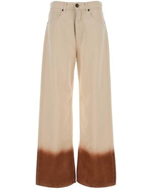Alanui Two-tone Denim Wide-leg Jeans - Natural