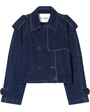 Closed Cropped Trench - Blue