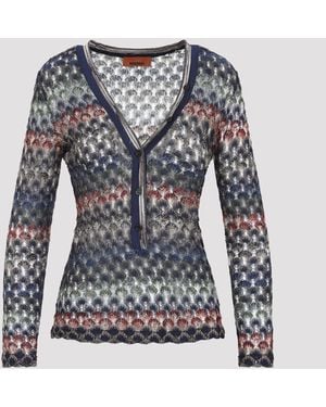 Missoni V Neck Sweater - Blauw