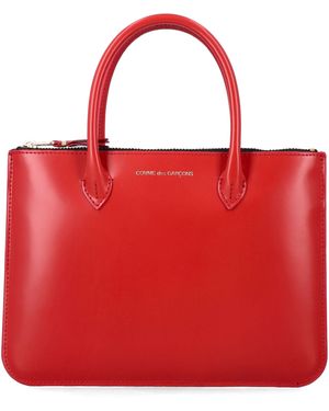 Comme des Garçons Leather Wallet Bag With Handles - Red