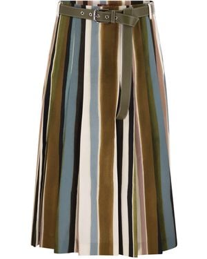 Max Mara Gestreifter Ausgestellter Midi-Rock - Mehrfarbig