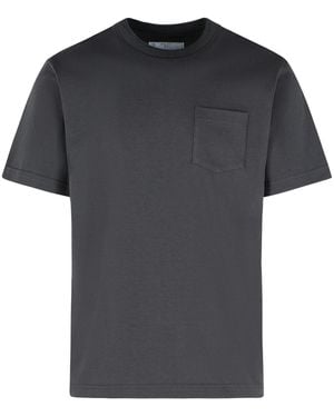 Sacai Maglietta Di Cotone Grigio - Nero