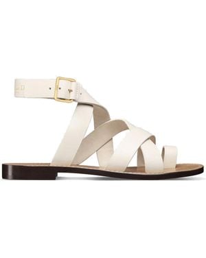 Dior Sun Leder flache Sandalen - Weiß
