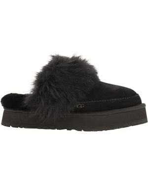 UGG Disquette Chaletpantoffels Met Bont En Platform - Zwart
