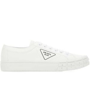 Prada Cassetta Wheel Recycled-nylon Gabardine Trainers - White