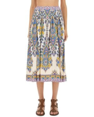 Etro Cotton Skirt With Print - White