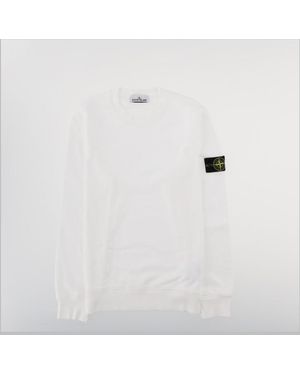 Stone Island Sweatshirt With Logo Patch, Cotton Sweatshirts - White
