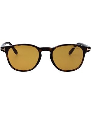 Tom Ford Round Sunglasses Ft1302 52 E - Natural
