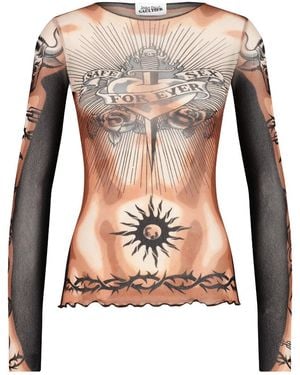 Jean Paul Gaultier Printed Crew Neck Top - Multicolour