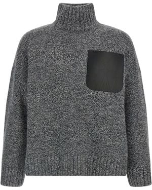 JW Anderson Leather Patch Pocket' Sweater - Grau