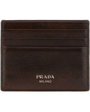 Prada Chocolate Leather Card Holder - Brown