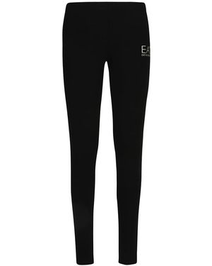 EA7 Baumwoll -Leggings - Schwarz