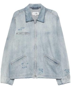 MM6 by Maison Margiela Denim Jacket With Number Motif - Blue