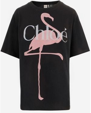 Chloé Cotton T-Shirt With Logo - Black