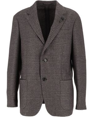Lardini Chequered Tailored Blazer - Grey
