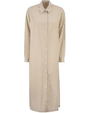 MC2 Saint Barth Langes "Shirtdress"-Hemd von aus gestreifter Baumwollpopeline - Natur