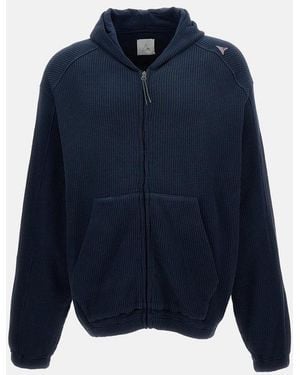 ROA Bee Zon Vervaagde Hoodie Met Rits Van Biologische Wafel - Blauw