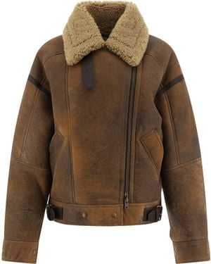 Acne Studios Leren Jack - Bruin