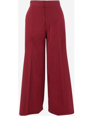 Sa Su Phi Wide Leg Cotton Blend Pants - Red
