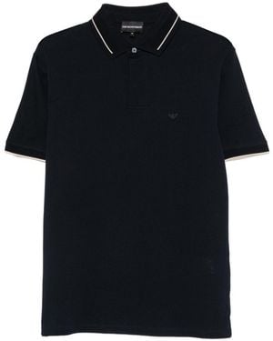 Emporio Armani Logo Cotton Polo Shirt - Black