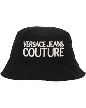 Versace Jeans Couture Schwarzer Baumwoll-Bucket-Hut