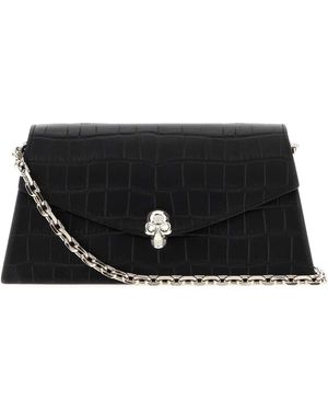 McQueen Leather Mini Skull Crossbody Bag - Black
