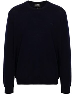 A.P.C. Pullover Mit Logo-Stickerei - Blau