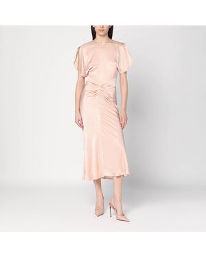 Victoria Beckham Light Damask Dress With Gathering - Pink