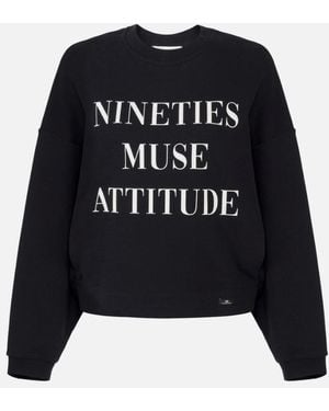 Elisabetta Franchi Sweatshirt With Lettering Print - Black