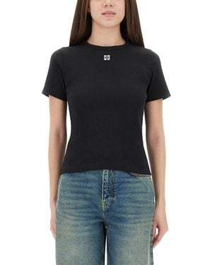 Tory Burch Ribbed Top With Logo Patch - Black