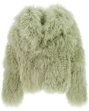 The Attico De Attico Short Oversized Mongoolse Bontjas - Groen