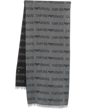 Emporio Armani Jacquard-Schal Mit Logo - Grau