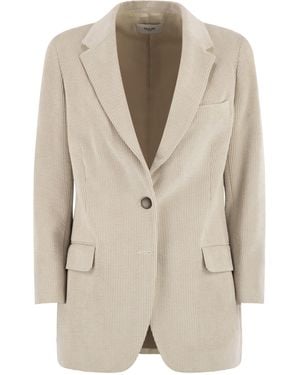 SAULINA Antonia Single Breasted Velvet Jacket - Natural