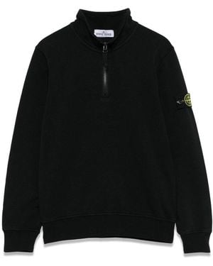 Stone Island Polo Shirt With Half Zipper - Black