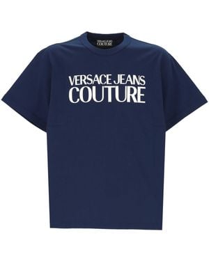 Versace Jeans Couture Marineblaues Baumwoll-T-Shirt