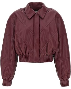 ROTATE BIRGER CHRISTENSEN Rotar Birger Christensen Efecto de cuero chaqueta de bombardero - Rojo