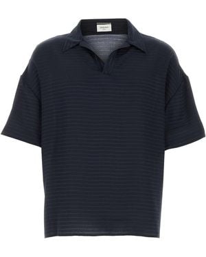 Saint Laurent Silk Oversize Polo Shirt - Blue