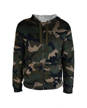 Valentino Garavani Camouflage Hooded Zip-Up Vest - Black