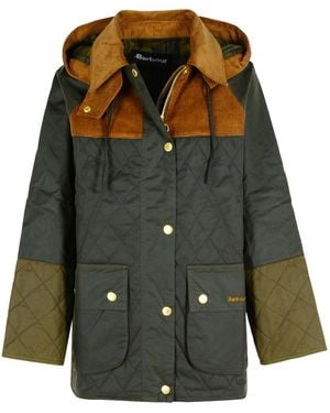 Barbour 'Imelda' Dark Waxed Cotton Parka - Green