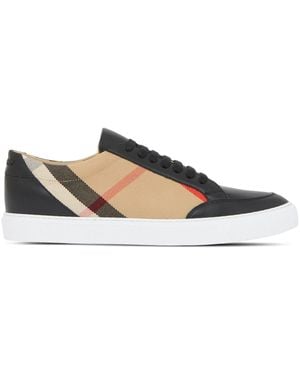 Burberry Check Leather Sneakers - Black