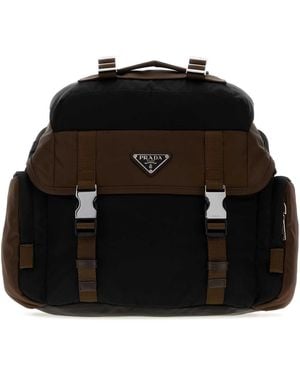 Prada Two Tone Re Nylon Crossbody Bag - Black