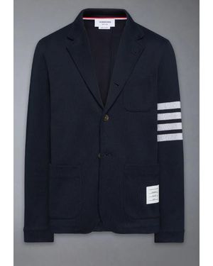 Thom Browne Sackjacke aus Doubleface-Strick mit Eng 4 Bar - Blau