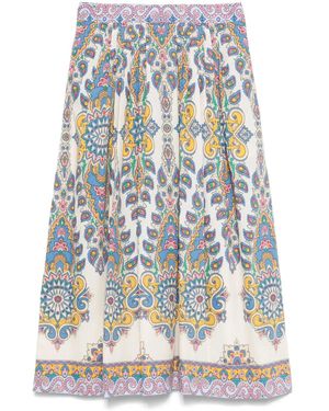 Etro Midi Rok Met Paisley Print - Blauw