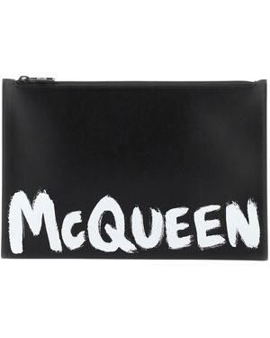 McQueen 'Mcqueen Graffiti' Flache Ledertasche - Schwarz