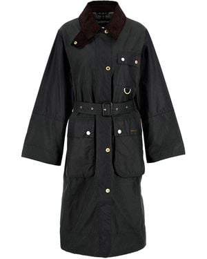 Barbour Manteau Ceinturé À Motif Tartan - Noir