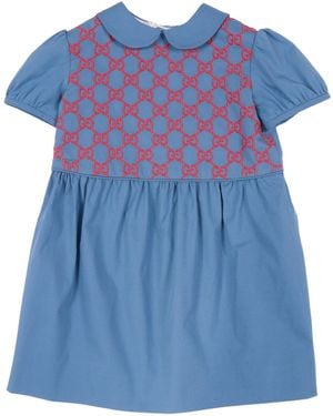 Gucci S/S Vestido Popel Algodón Elástico - Azul