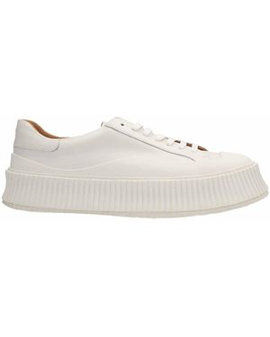 Jil Sander Maxi Sohle Leder -Sneaker - Weiß