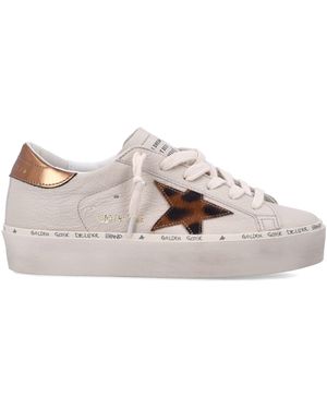 Golden Goose Hi Star Platform Trainer With Animal-Print Pony Hair Star & Copper Heel Tab - Multicolour